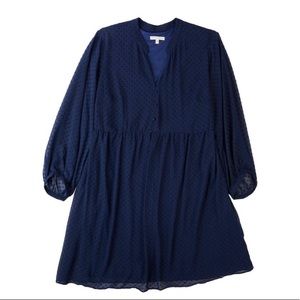 Womens Sandra Darren Plus Size Polka Dot Print Dress 18W Navy,  BNWOT